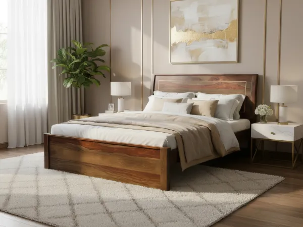 Elara Solid Wood Queen Size Double Bed